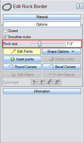 Customize the look of your design by adjusting the rock size in your border