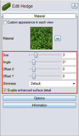 Further customize your hedge design with these options