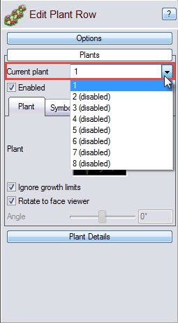 Select the number of plant types you want in your plant row