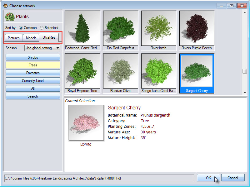 Selection of plants including, pictures, models and UltraRes