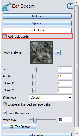 A rock border is added to your stream's design by default