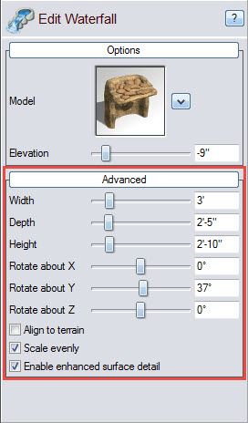 Customize your waterfall with these advanced options