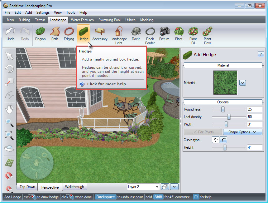 Adding a hedge is quick and easy with the Hedge button