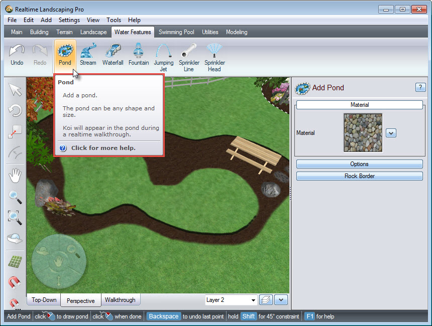 Add a pond to your design using Realtime Landscaping Pro