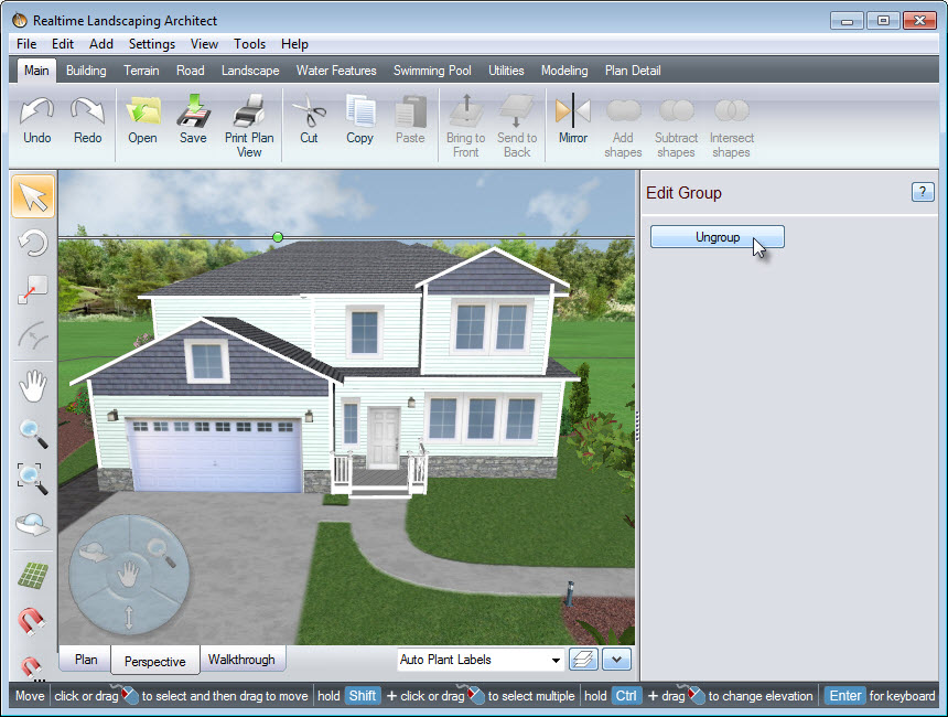 Position the house where you desire, and click Ungroup to further customize your house