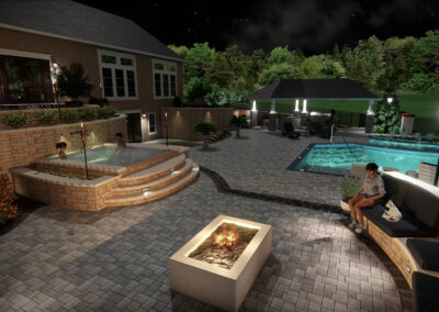 Landscape Patio Design in the Evening