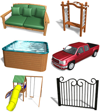 large library of landscaping accessories included with Realtime Landscaping Photo