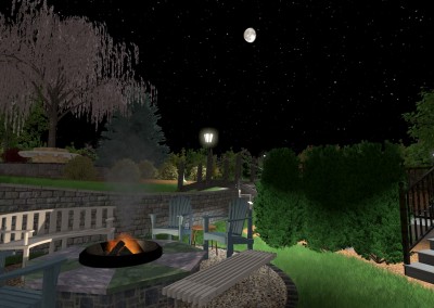 Outdoor Fireplace in the Evening