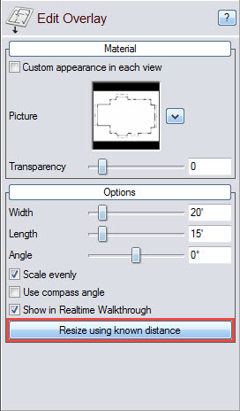 Resize your overlay using known distance