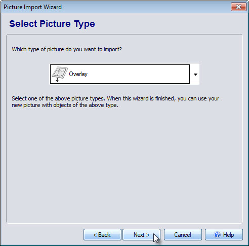 Select Overlay as the picture type