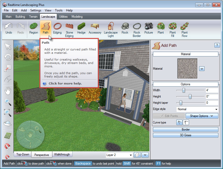 Path tool on Realtime Landscaping Plus