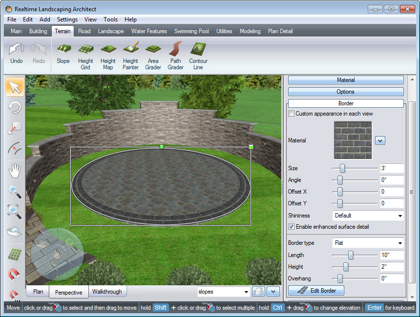 Use the border to create a circular patio