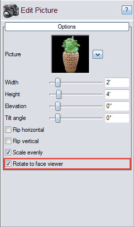 Choose if the picture will always face you by selecting this option