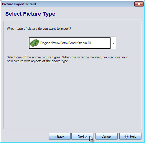 Select the type of picture you wish to import