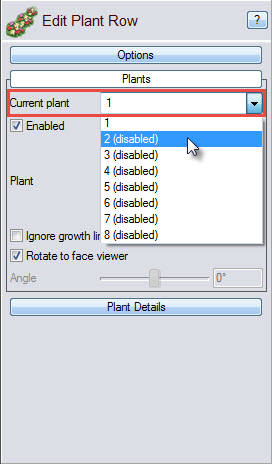 Select the number of plant types you want in your plant row