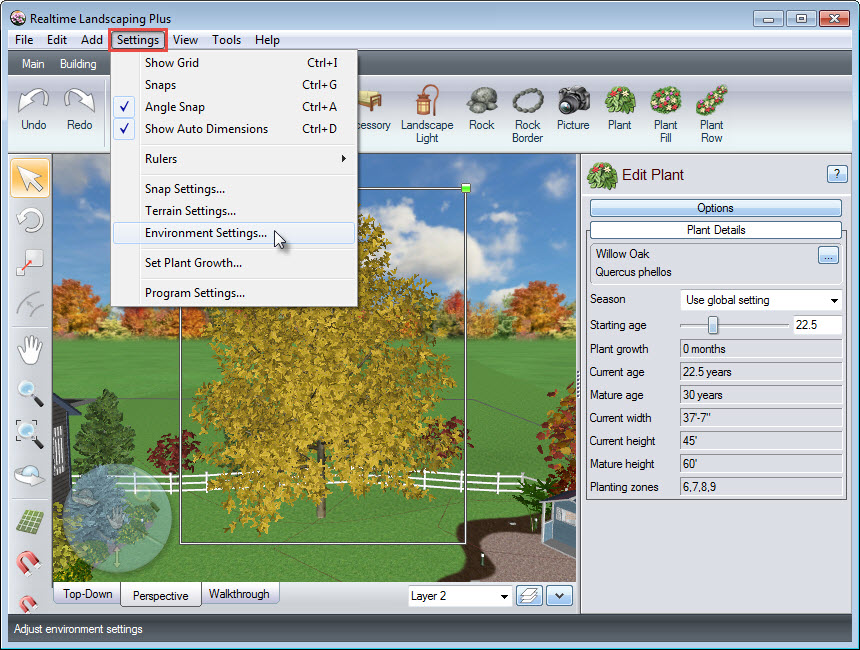 Customize plant appearance using the Environment settings of our software