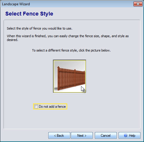 Select a fence in the Wizard