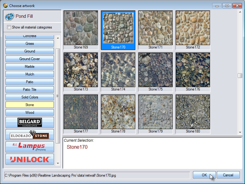 Choose from a large selection of pond fill materials