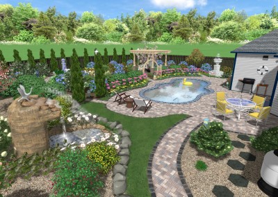 Pool and Backyard - 3D Sample Landscape
