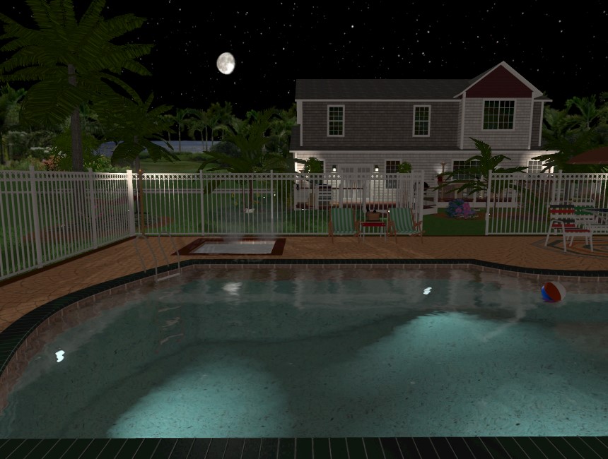 You have now completed adding pool lights to your 3D landscape design