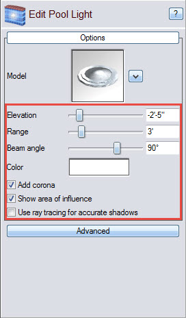 Use these customization options to further edit your pool lights