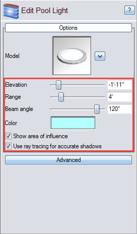 Use these customization options to further edit your pool lights