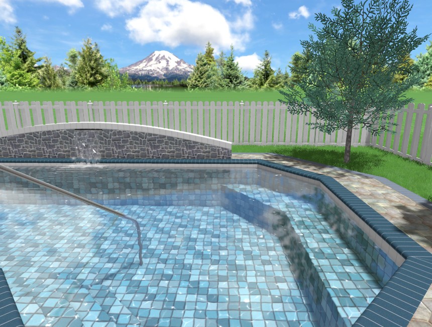 You have completed adding a pool seat to your 3D landscape design