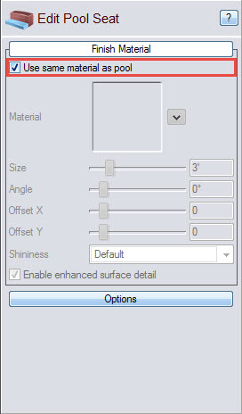 Select this option to make your pool seat material the same as the pool