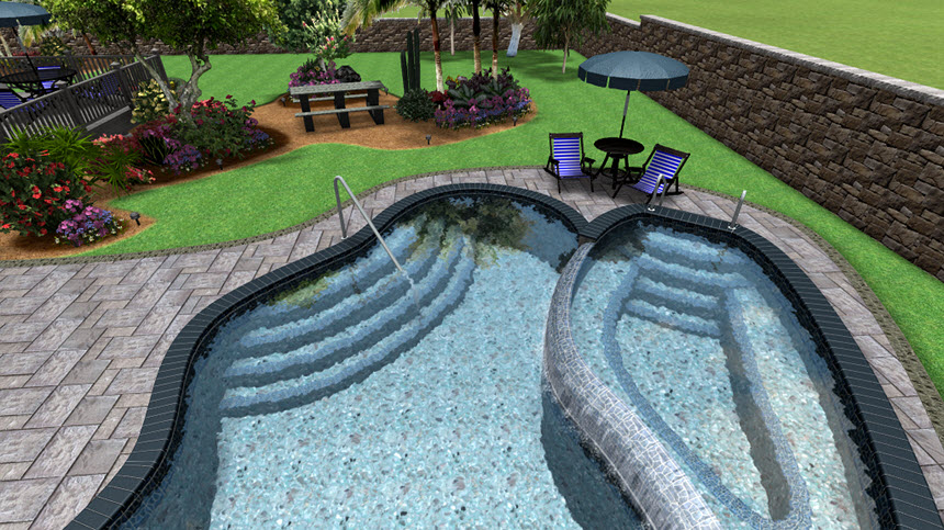 You have completed adding pool stairs using Realtime Landscaping Architect