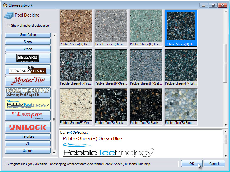 Choose from a selection of pool material including some from Pebble Technology