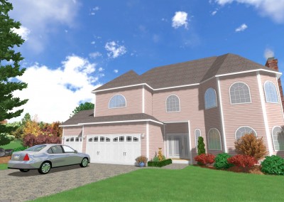 Pink House with Landscaping