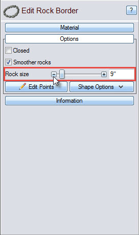 Customize the look of your design by adjusting the rock size in your border