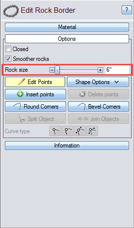 Customize the look of your design by adjusting the rock size in your border