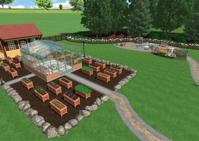 Sample Garden Design with Greenhouse