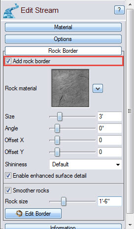 A rock border is added to your stream's design by default