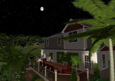 Tropical Landscape Design in the Evening